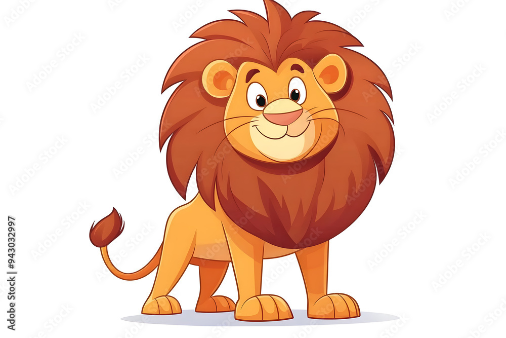Funny cartoon smiling lion isolated on a white background Funny cartoon smiling lion isolated on a white background