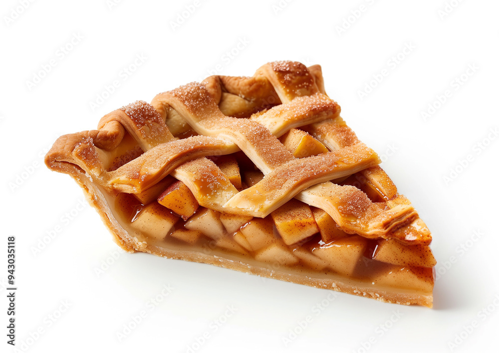 Slice of classic apple pie with lattice crust Slice of classic apple pie with lattice crust