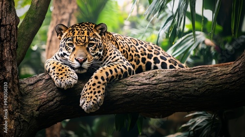 Jaguar Resting On A Tree Branch photo