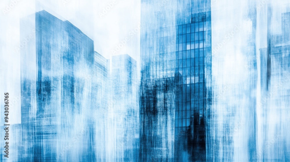 Abstract urban skyline with blue toned high-rise buildings Abstract urban skyline with blue toned high-rise buildings