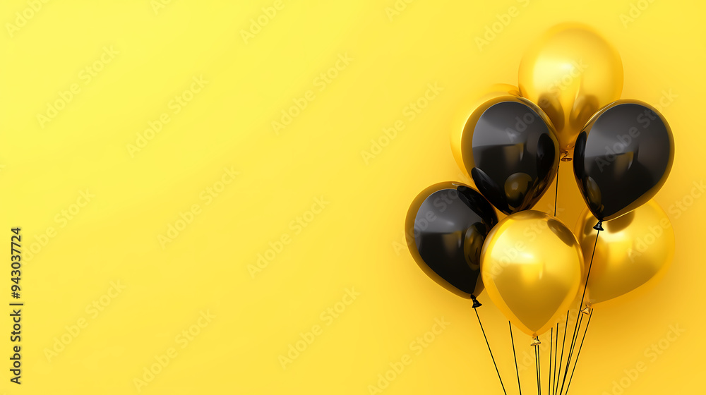Festive decoration with black and gold balloons Festive decoration with black and gold balloons