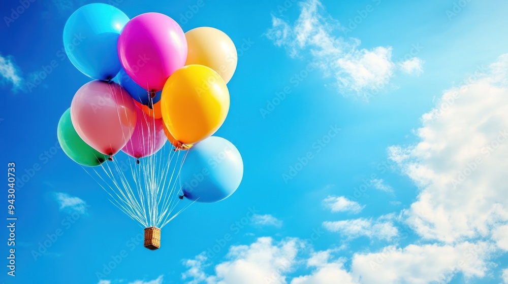 Colorful Balloons Floating in a Blue Sky Colorful Balloons Floating in a Blue Sky