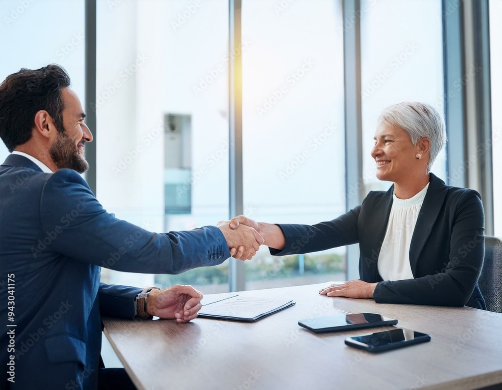 Fototapeta premium Collaboration and teamwork are shown through handshakes during agreements, consultations, or introductions in meetings.