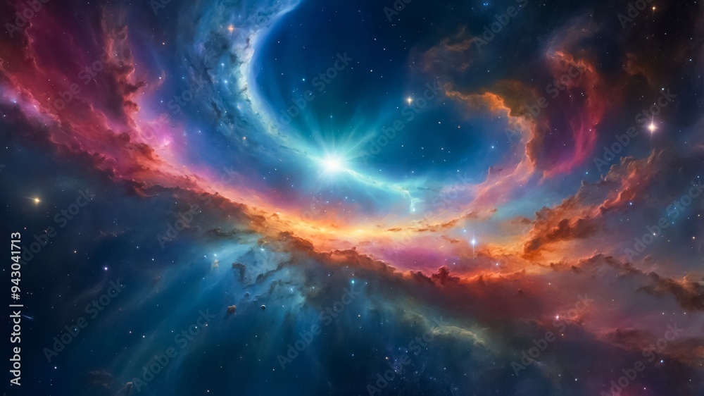 Fototapeta premium Colorful Nebulae Clouds in Distant Space. The Endless Space. Distant Galaxies in Unknown Solar System. Exoplanets Outer Space. Interstellar Travel. 