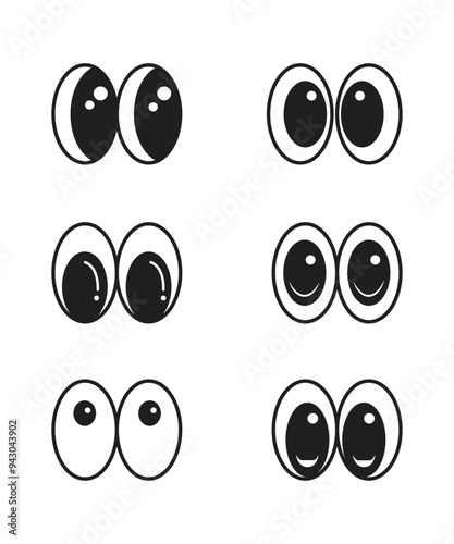 Set of cartoon eyes handdrawn for element, facial expression, face