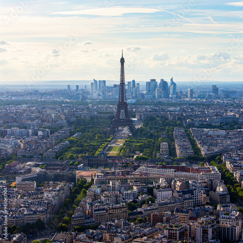 Eiffel tower view from Tour Montparnasse, Paris France.