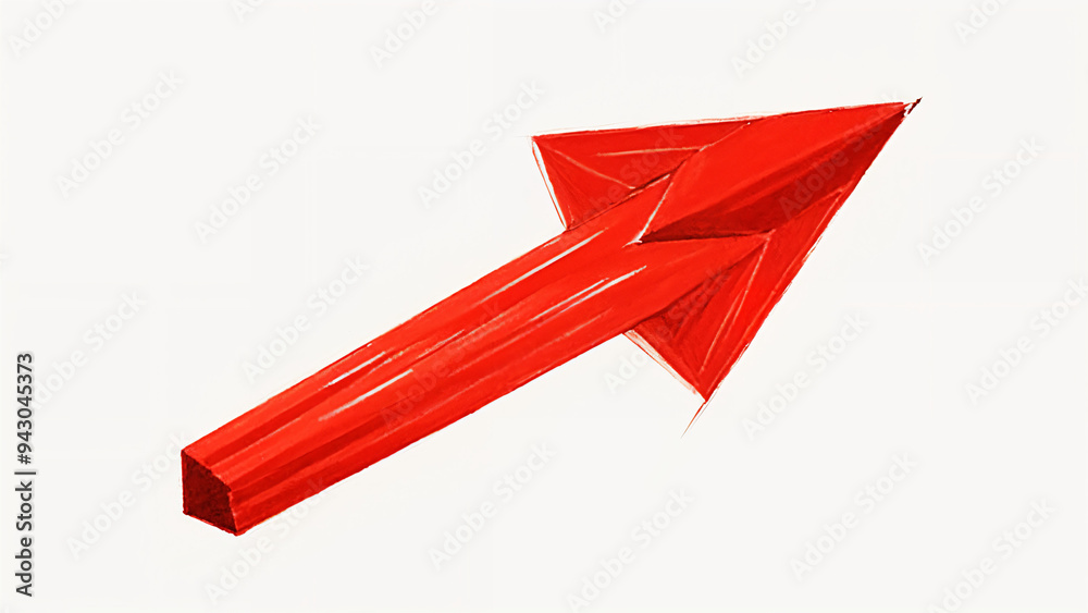 a red pencil drawing of an arrow