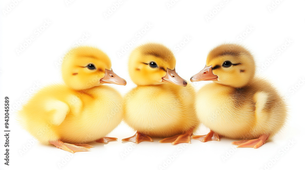 Three yellow ducklings isolated against a white background. --ar 16:9 --v 6.1 Job ID: 39bacb4e-e9ab-4163-8259-1f0bd0ce8ca2 Three yellow ducklings isolated against a white background. --ar 16:9 --v 6.1 Job ID: 39bacb4e-e9ab-4163-8259-1f0bd0ce8ca2
