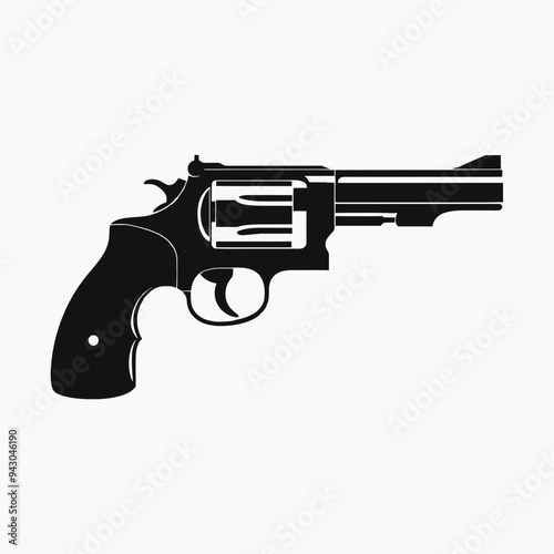 Black revolver gun vector illustration