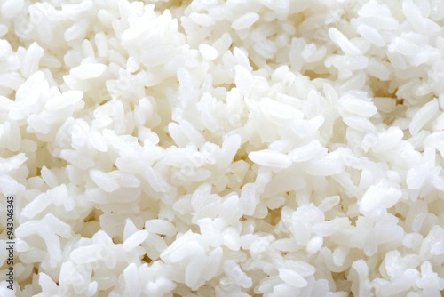 Close-up view of cooked white rice texture