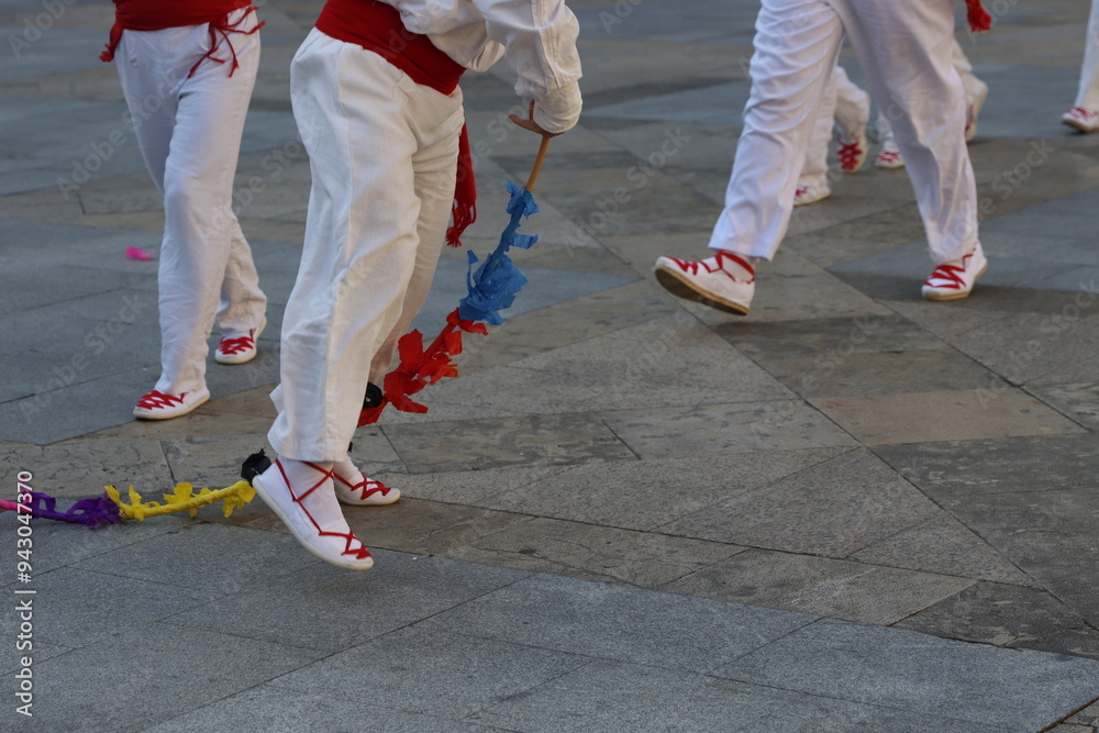 Basque folk dancers in an outdoor festival