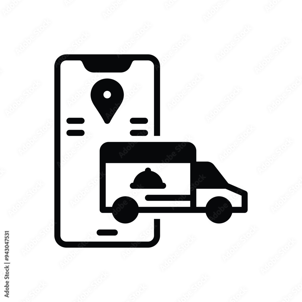 Fototapeta premium Black solid icon for food delivery