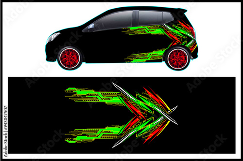 set of vehicle graphic kit vector. Modern abstract background for car wrap branding and automobile sticker decals livery 