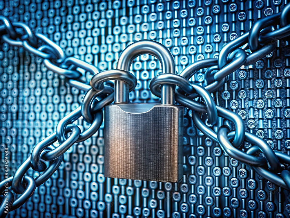 Illustrazione Stock Photo image of a padlock surrounded by binary code ...
