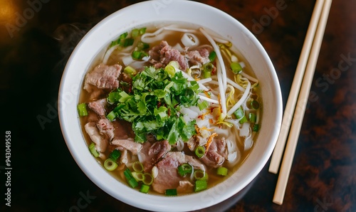  pho in a restaurant, Generative AI photo