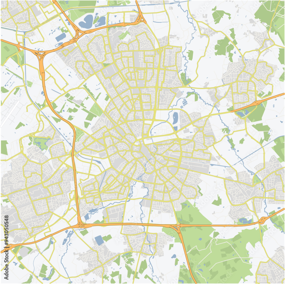 Road map of Eindhoven in Netherlands. Contains layered vector with roads water, parks, etc. Road map of Eindhoven in Netherlands. Contains layered vector with roads water, parks, etc.