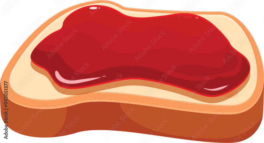 Toasted bread slice covered with strawberry jam for breakfast Toasted bread slice covered with strawberry jam for breakfast