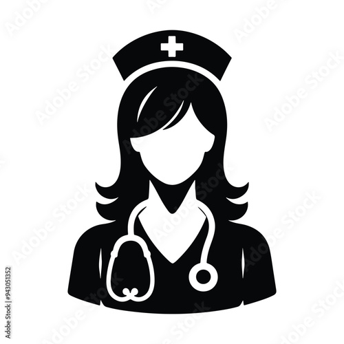 Female doctor vector illustration on white background, doctor silhouette, doctor vector icon