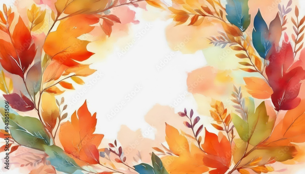 Fototapeta premium Autumn themed frame illustration