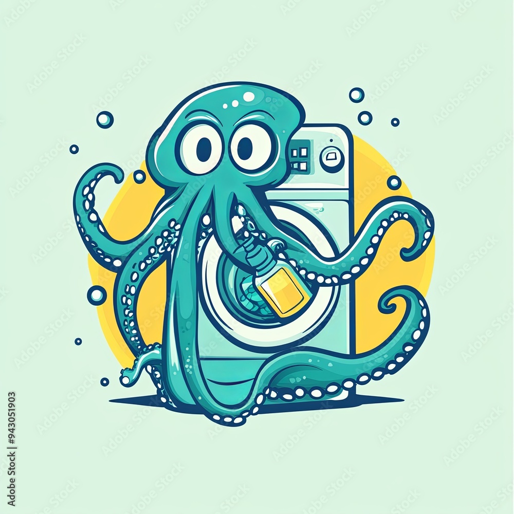 Fototapeta premium Octopus Washing Machine