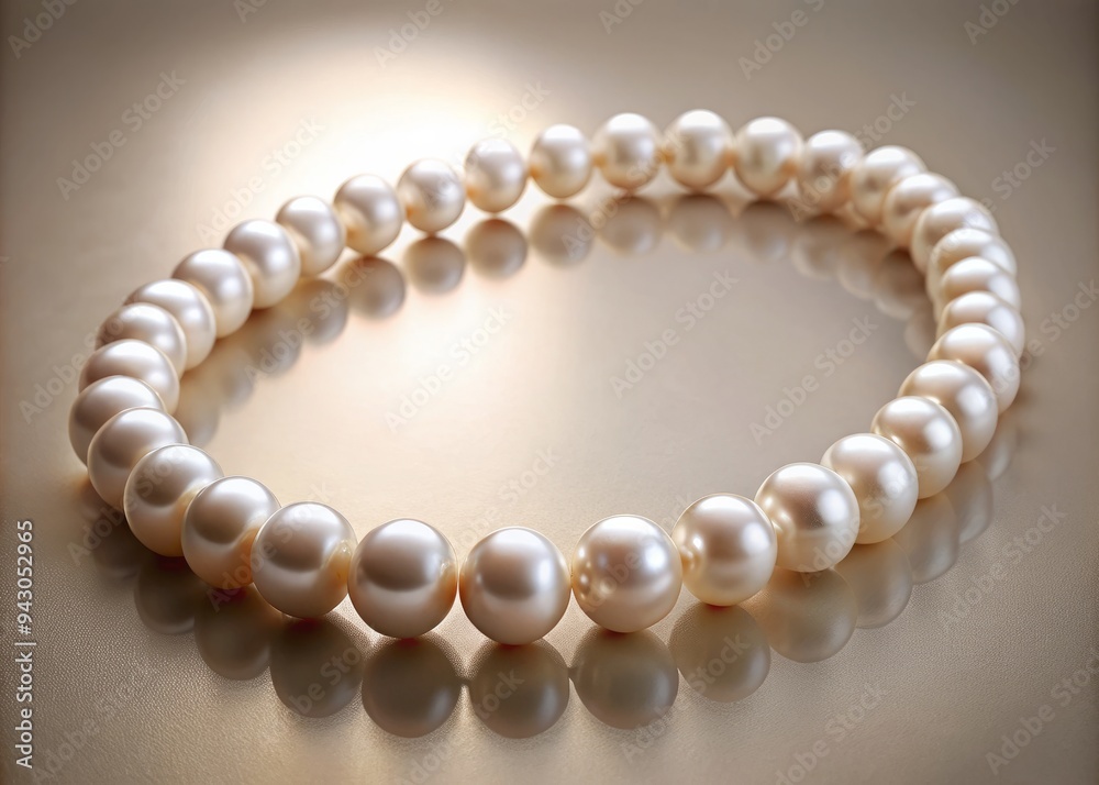 A delicate curve of classic pearls adorn a neutral background, showcasing an iridescent luster that shimmers with subtle elegance, a timeless beauty piece. A delicate curve of classic pearls adorn a neutral background, showcasing an iridescent luster that shimmers with subtle elegance, a timeless beauty piece.