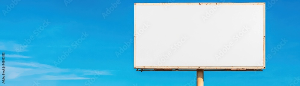 Empty billboard against a clear blue sky, perfect for advertising or promotional content. Empty billboard against a clear blue sky, perfect for advertising or promotional content.