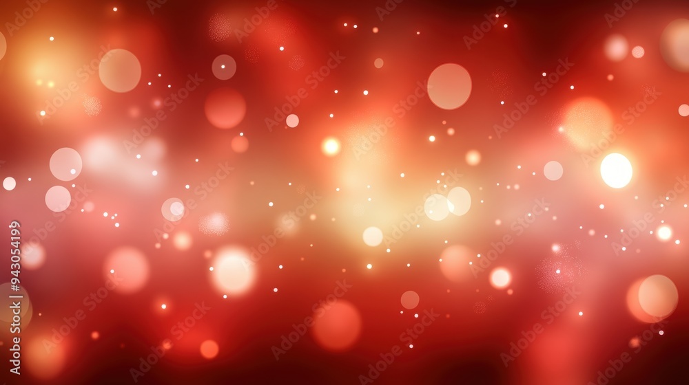 Fototapeta premium Sparkling warm bokeh lights on red backdrop for festive occasions