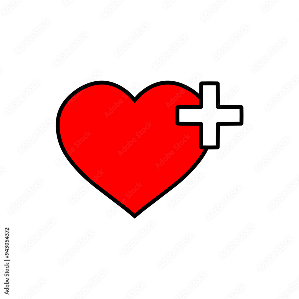 heart with plus, vector illustration heart with plus, vector illustration