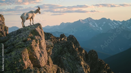 Mountain Goat On A Rocky Ledge photo