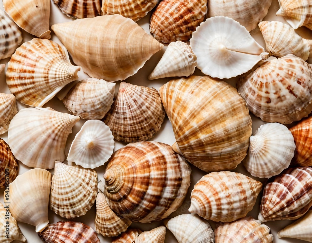 Isolated seashell. Three tropical sea shells isolated on white background. Ai generated image Isolated seashell. Three tropical sea shells isolated on white background. Ai generated image