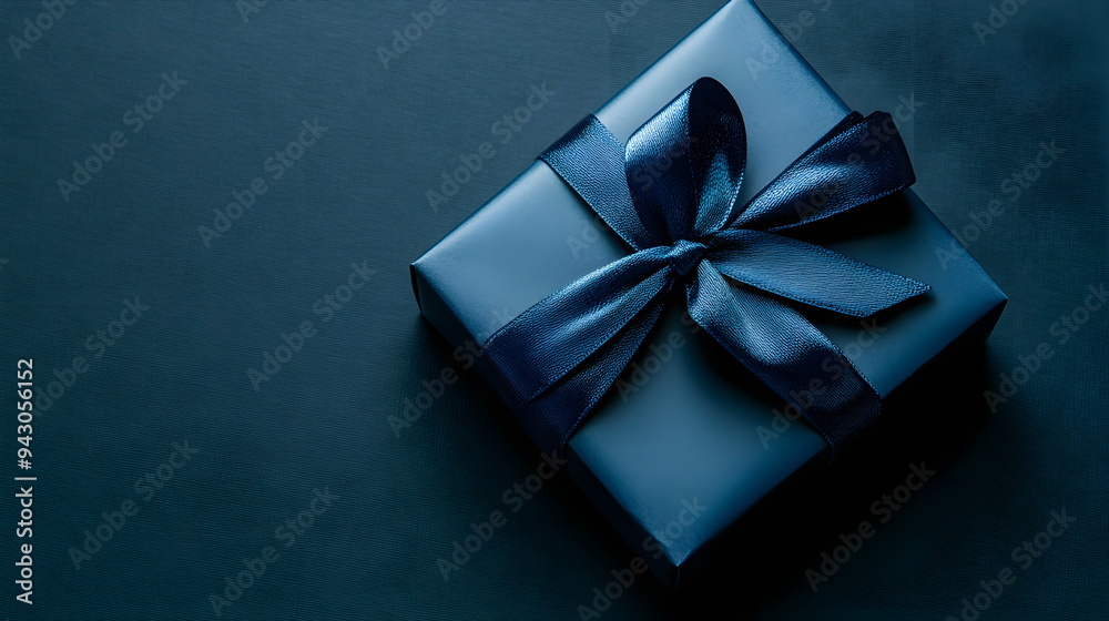 Elegant Gift Box with Ribbon on Solid Background. For a background or advertisement.