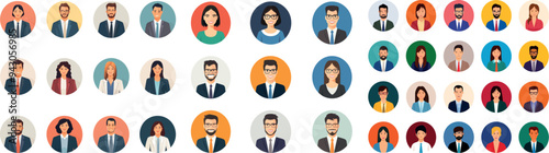 User avatar set. People avatar profile icons. Faces of males and females.