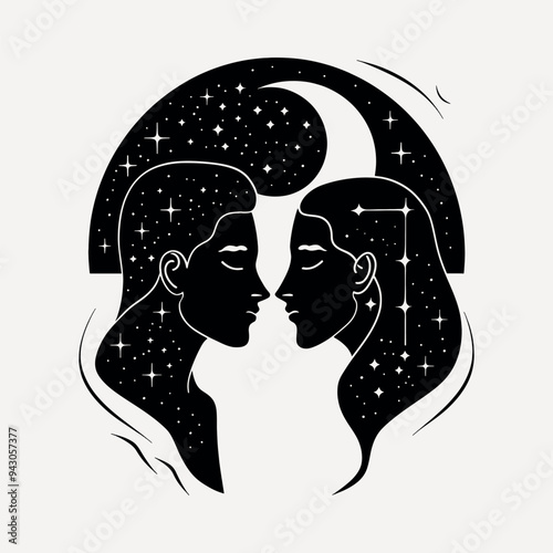 Celestial twins starry night art