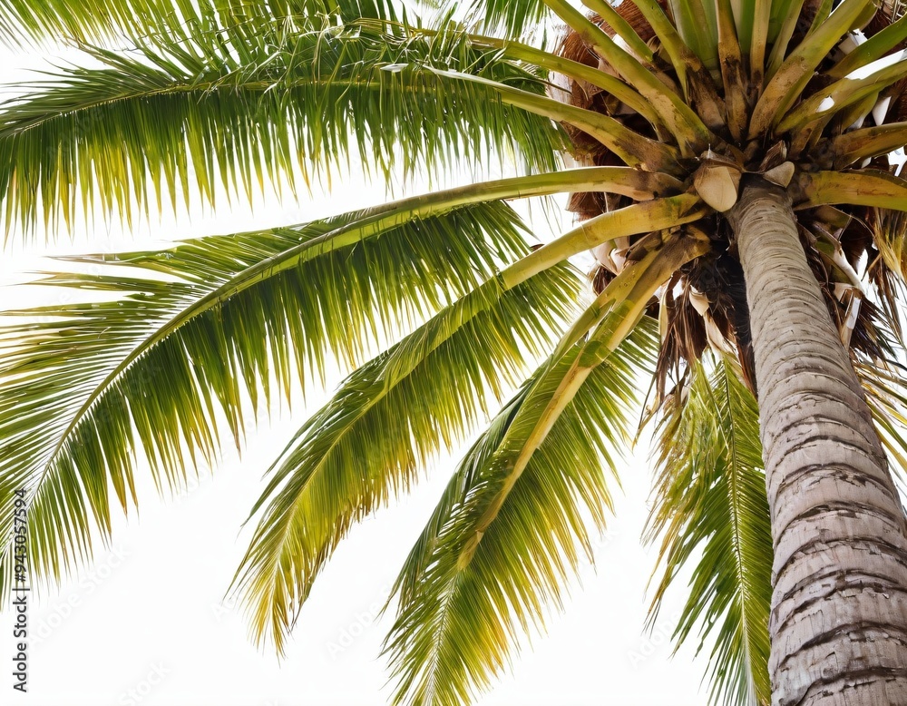 Obraz premium Coconut palm tree isolated on white background. Ai generated image