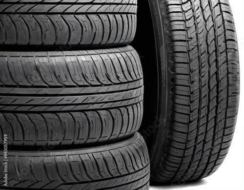 Tires isolated on the white background. Ai generated image