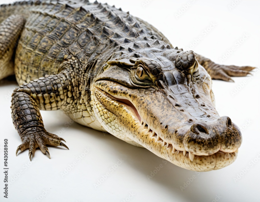 Fototapeta premium Crocodile on White Background. Ai generated image