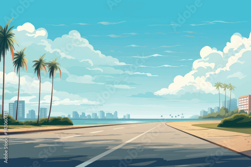 Scenic coastal road illustration