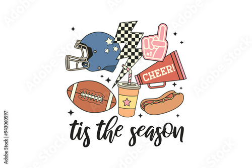 Tis the season, Retro Football Sublimation T shirt Design