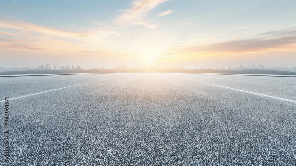 A large empty road with a bright sun in the sky A large empty road with a bright sun in the sky