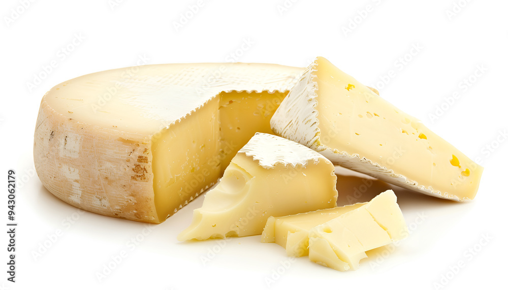 Cut fresh delicious cheese isolated on white Cut fresh delicious cheese isolated on white