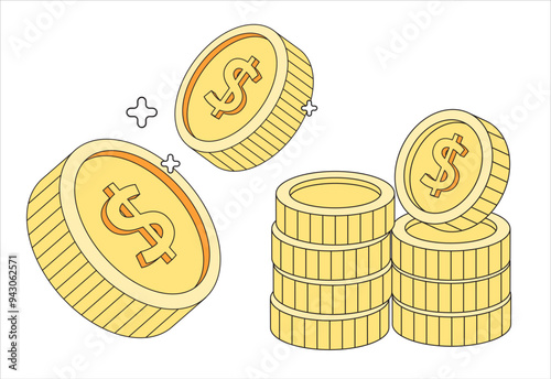 2d vector coin money concept