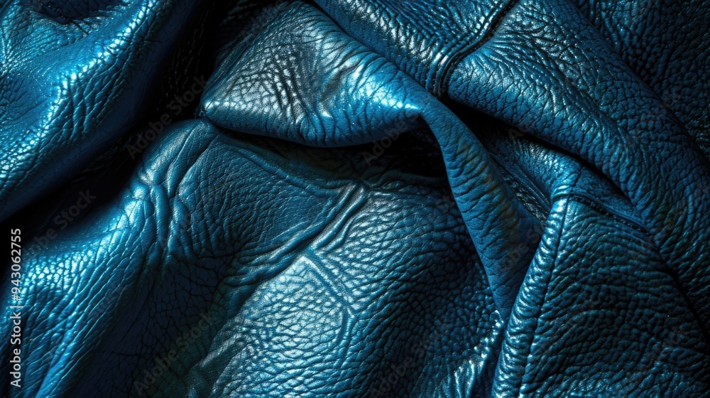 Obraz premium Blue Leather Texture Background for Furniture and Clothing Design Concept