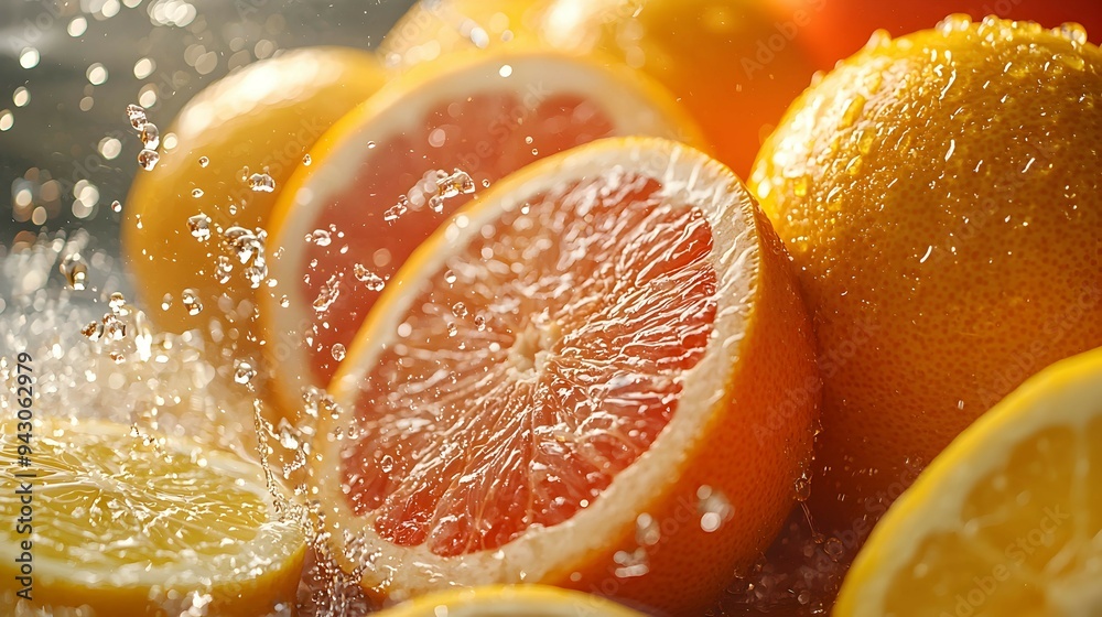 Fresh Citrus Fruits with Water Drops Fresh Citrus Fruits with Water Drops
