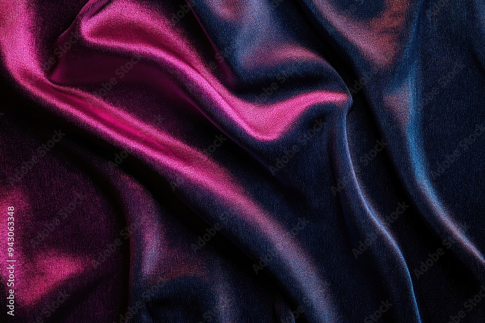 Fototapeta premium Close-Up of Shimmering Pink and Blue Fabric Draped in Soft Folds