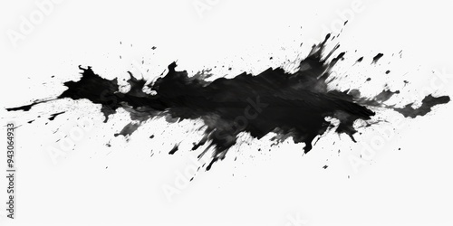 Abstract black in splash, paint, brush strokes, stain grunge isolated on white background, Japanese style with Generative AI.