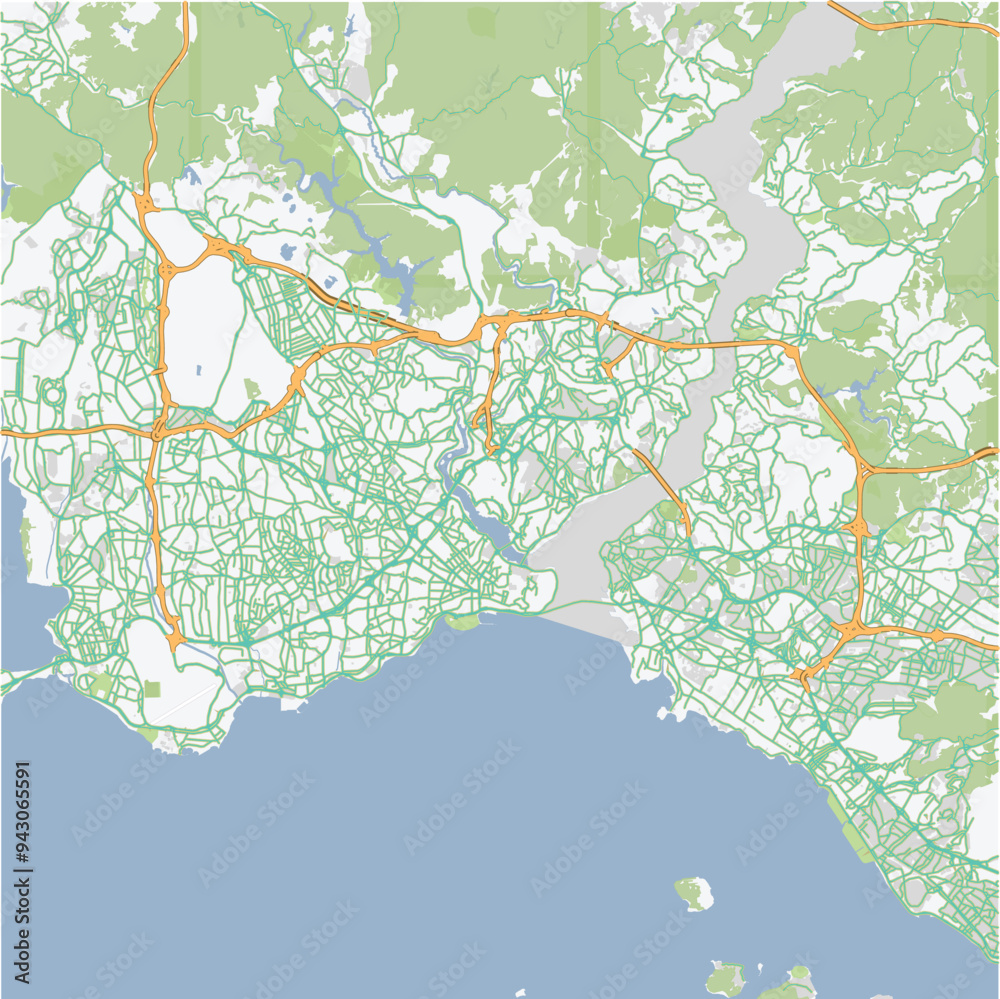 Fototapeta premium Road map of Istanbul in Turkey. Contains layered vector with roads water, parks, etc.