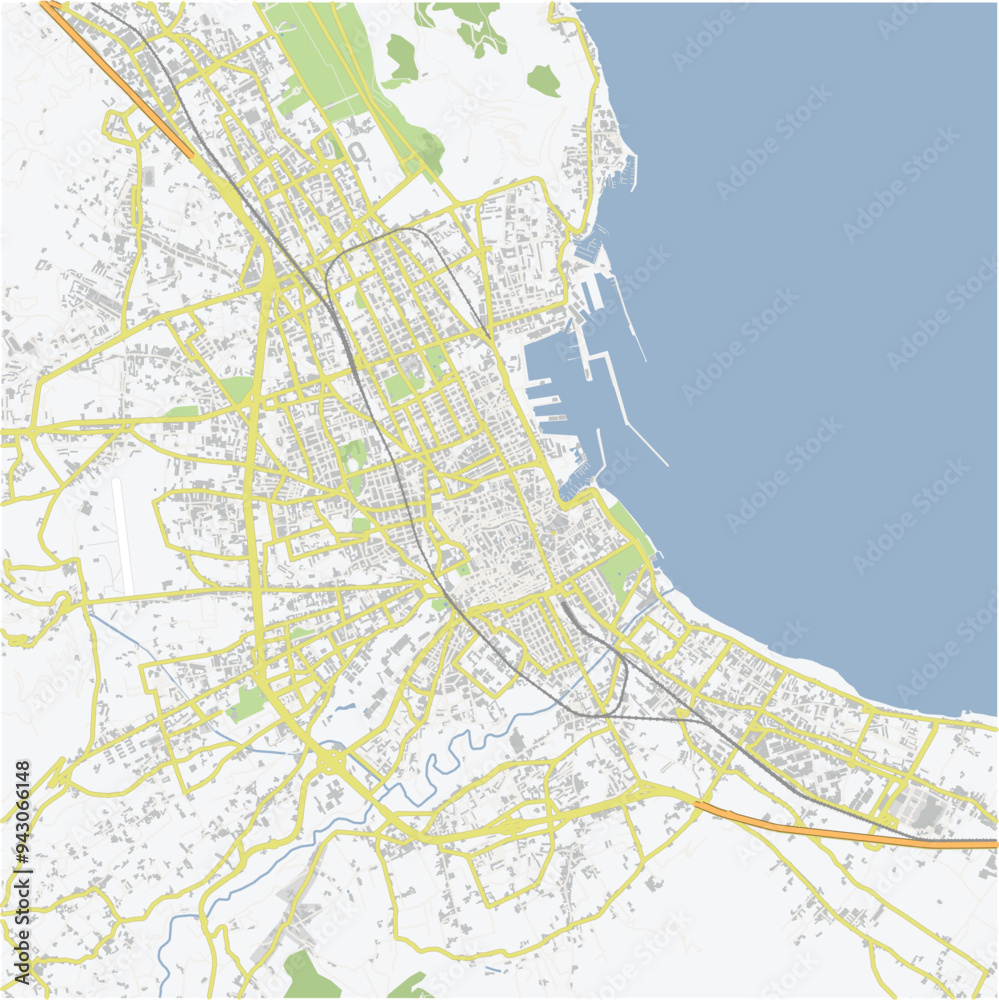 Fototapeta premium Road map of Palermo in Italy. Contains layered vector with roads water, parks, etc.