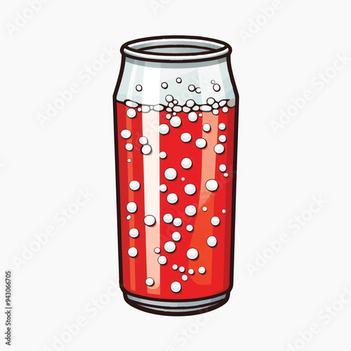 Refreshing fizzy red soda can