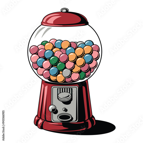 Gumball Machine Retro Vector Illustration