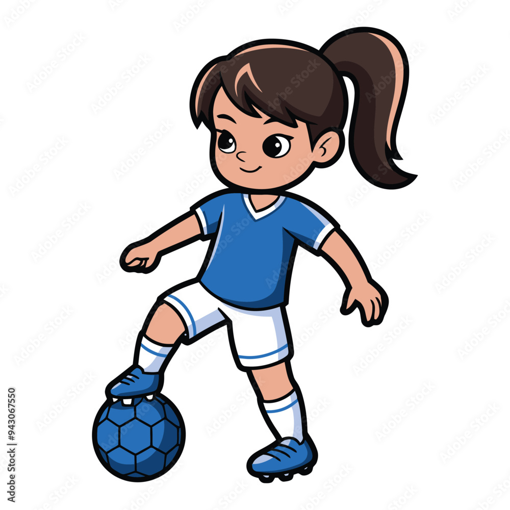 Cute cartoon girl playing soccer illustration Cute cartoon girl playing soccer illustration